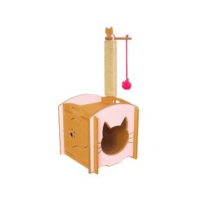 Casinha de gato com arranhador de encaixe Rosa Ref.AG010R - VivaLigna
