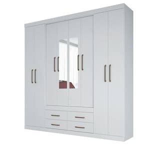 Guarda Roupa Casal Com Espelho 8 Portas 4 Gavetas Nápoles 8.4 Branco - Santos Andirá