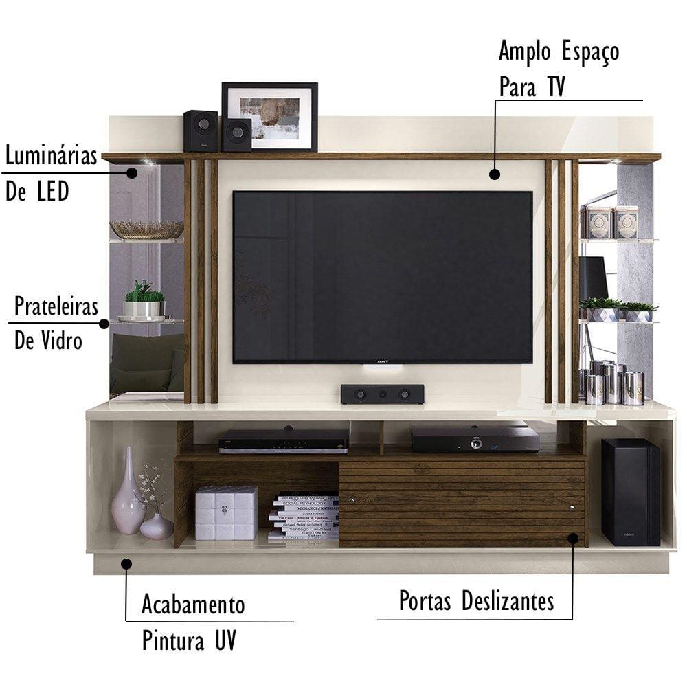 Estante Home Para TV 55 Polegadas 6441 Off White Savana Madetec