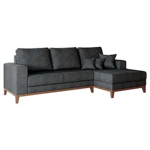 Sofá 4 lugares belgrado com chaise direito linho grafite 250 cm
