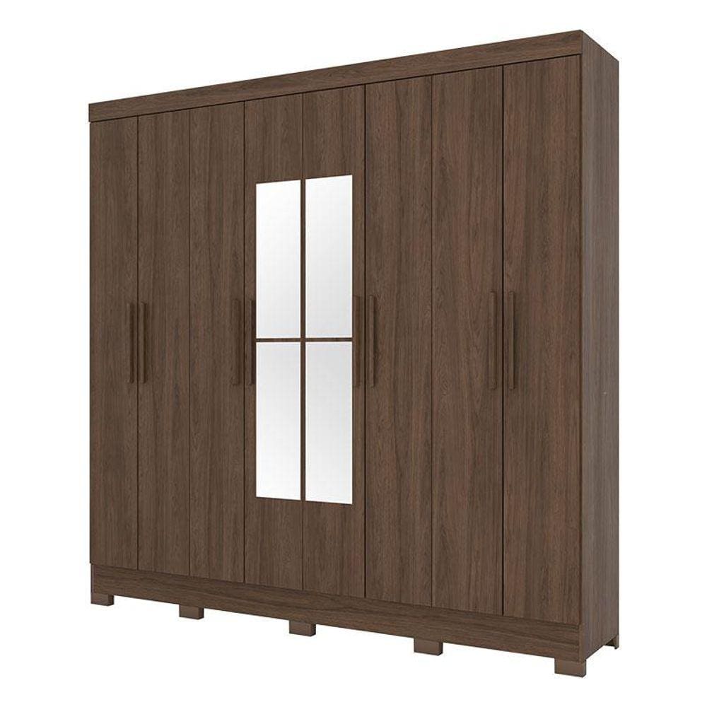 Guarda Roupa Casal B51 Castanho com Espelho - Briz Móveis