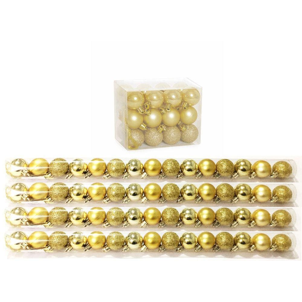 Super Kit 60 Bolas De Natal Glitter, Lisa e Fosca Dourada 4cm - Riomaster