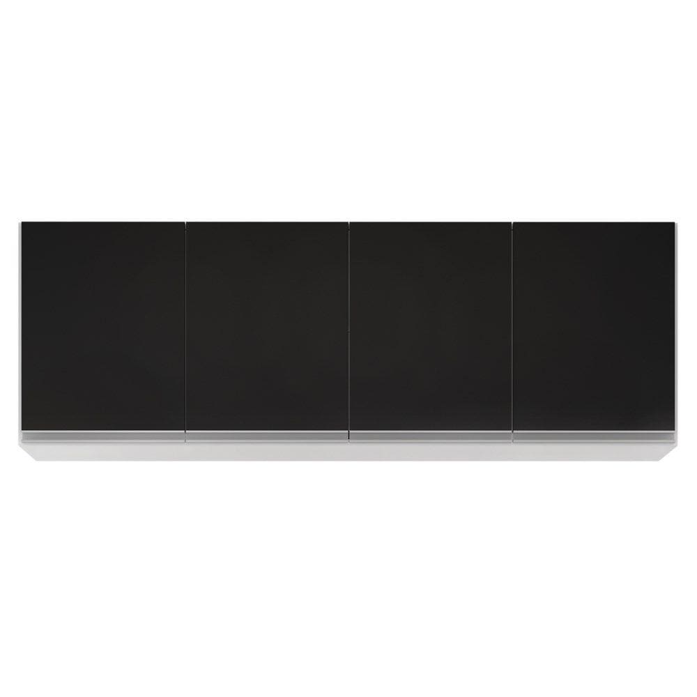 Armário Aéreo 160cm 4 Portas Nevada Branco/Preto - Lumil Móveis