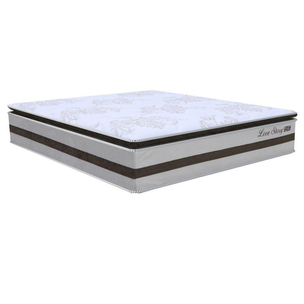 Colchão Box Casal King Size 193cm Molas Ensacadas Soft Pillow Love Story Bege/Marrom - Gazin