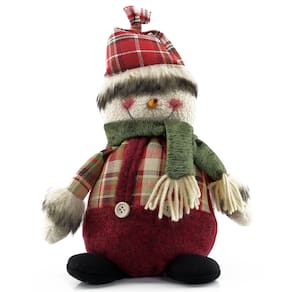 Boneco Natal Decorativo Boneco De Neve Tecido Xadrez 22cm