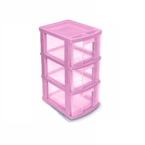 Gaveteiro Com 3 Gavetas Grande Sem Rodas Cor Rose