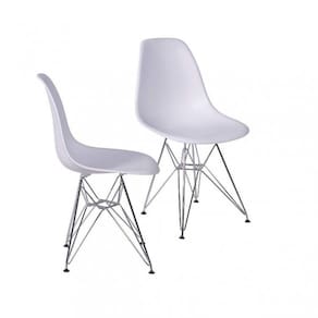 Conjunto 2 Cadeiras Eames DKR Base Cromada OR Design Branco
