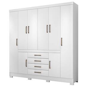 Guarda Roupa Casal 8 Portas 4 Gavetas New Realce D02 Branco - Mpozenato