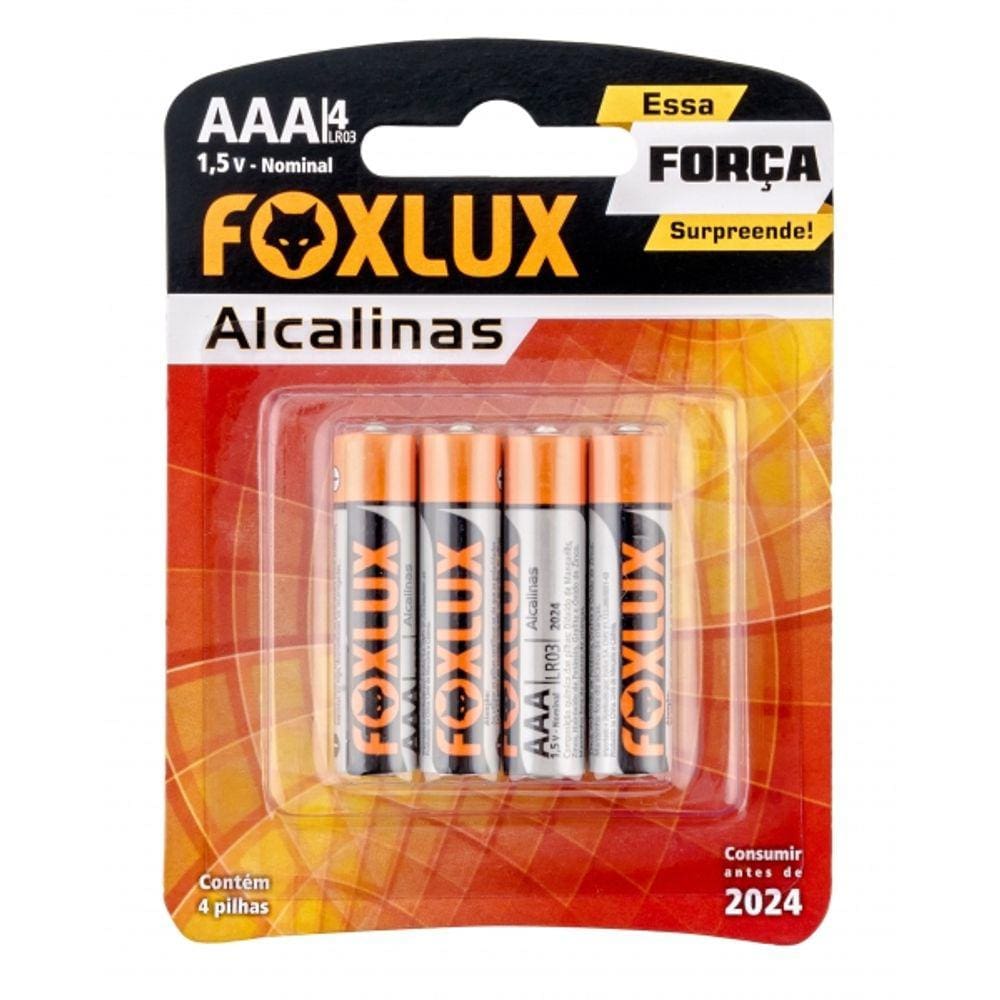 PILHA ALCALINA PALITO AAA com4 PCS FOXLUX