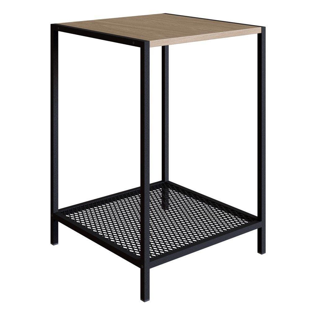 Mesa Lateral 1 Prateleira Estilo Industrial York Hanover/Preto - Artesano