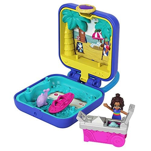 Polly Pocket Shani Tropical Beach Compact com carrinho de sorvete móvel,  prancha de surfe, boneco de golfinho, personalização de fotos, boneca micro  S - Escorrega o Preço