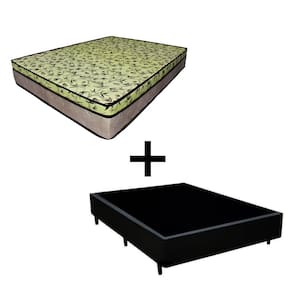 Cama Box Casal 138 Tecido Sintético Preto com Colchão Espuma D33 Tokio Bege - Bello Box - 65x138x188