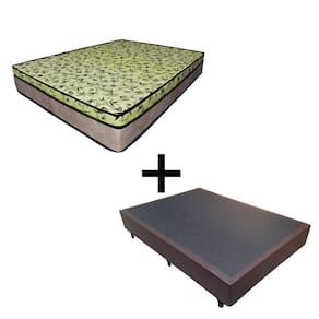 Cama Box Casal Tecido Sintético Marrom com Colchão Espuma D33 Tokio Bege - Bello Box