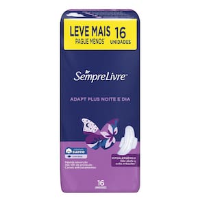 Absorvente Sempre Livre Adapt Plus Noite E Dia Com Abas 16 Unidades