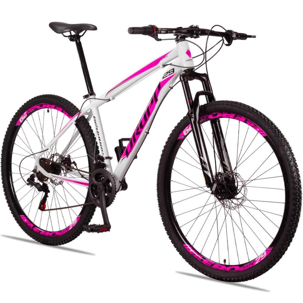 Bicicleta Dropp Aluminum Aro 29 Susp. Dianteira 21 Marchas - Branco/rosa