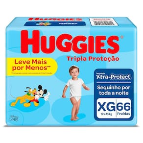 Fralda Huggies Tripla Proteção Hiper XG 66 Tiras