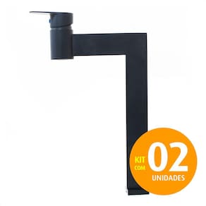 Torneira Monocomando Bica Alta Mesa Lavatório Black Kit 02un