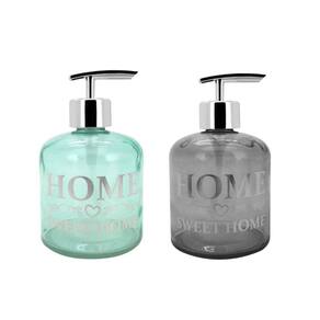 Jogo Porta Sabonete Líquido Sweet Home Vidro 350ml 2 Unidades Cinza e Verde - Yangzi