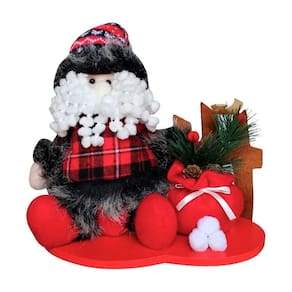 Decoração Natal Papai Noel Tecido Xadrez Natalino 27cm