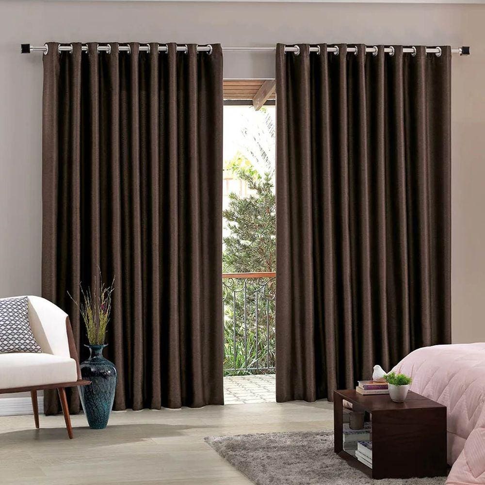 Cortina Semi Blecaute Tecido 3.00m x 2.30m Blend Cacau Bella Janela