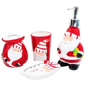 Decoração Natal Kit 4 Peças Papai Noel Banheiro Natalino