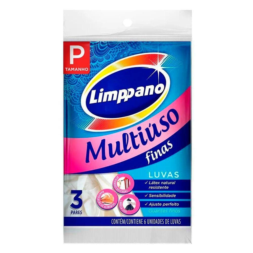 Luvas Latex Limppano Finas Multiuso P com 6 Unidades