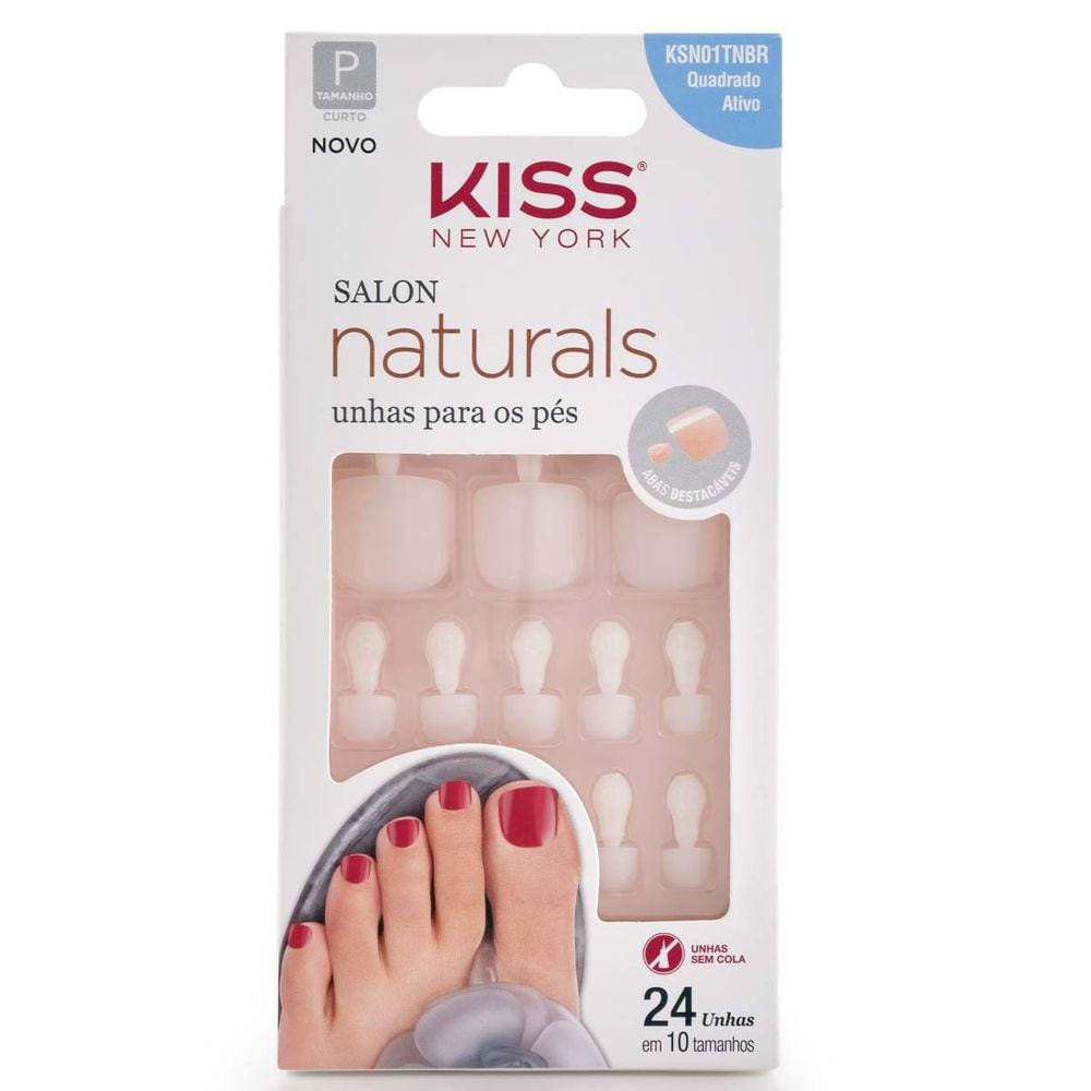 Unhas Postiças Para Pés Kiss New York Salon Naturals - 24 Unidades