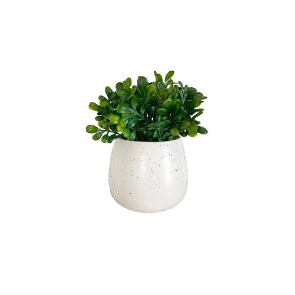 Vaso cachepot sala quarto branco estilo granilite p/ planta