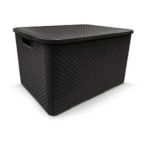 Organizador Rattan Com Tampa 15 Litros - Preta