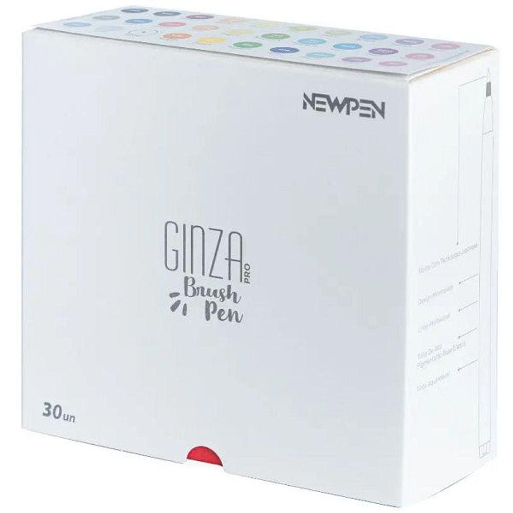 Caneta Pincel BRUSH Ginza PRO KIT com 30 Cores Newpen 17.079