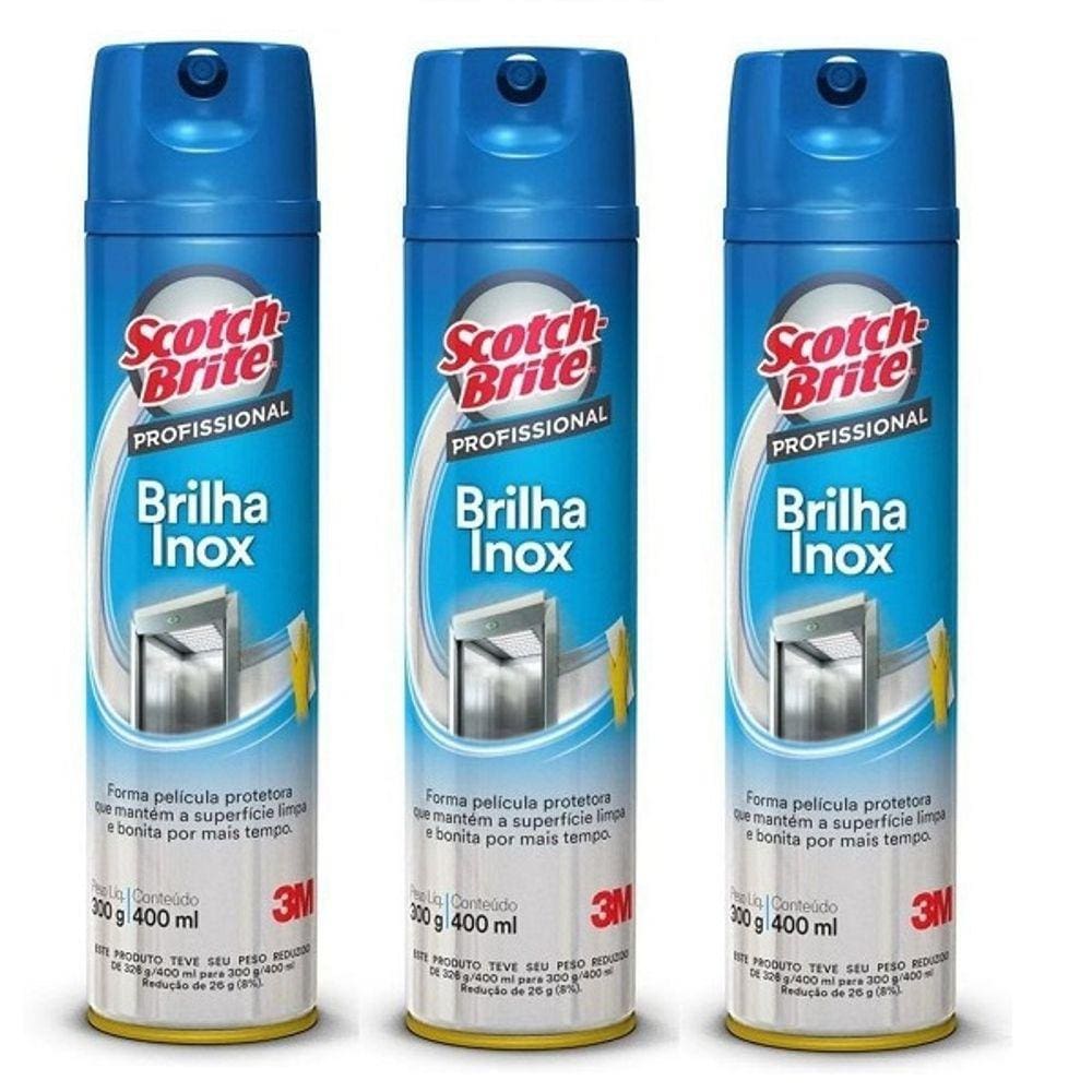 Kit com 3 Brilha INOX 3M SCOTCH-BRITE 400ML