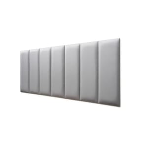 Placas Cabeceira Modulada Adesiva Casal Estofada 140cm x 60cm Kit 7 Placas - Courino Cinza