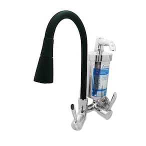 Torneira para Cozinha Acionamento 1/4 Volta Tubo Flexível 2 Jatos de Dispersão Filtro Parede Bognar