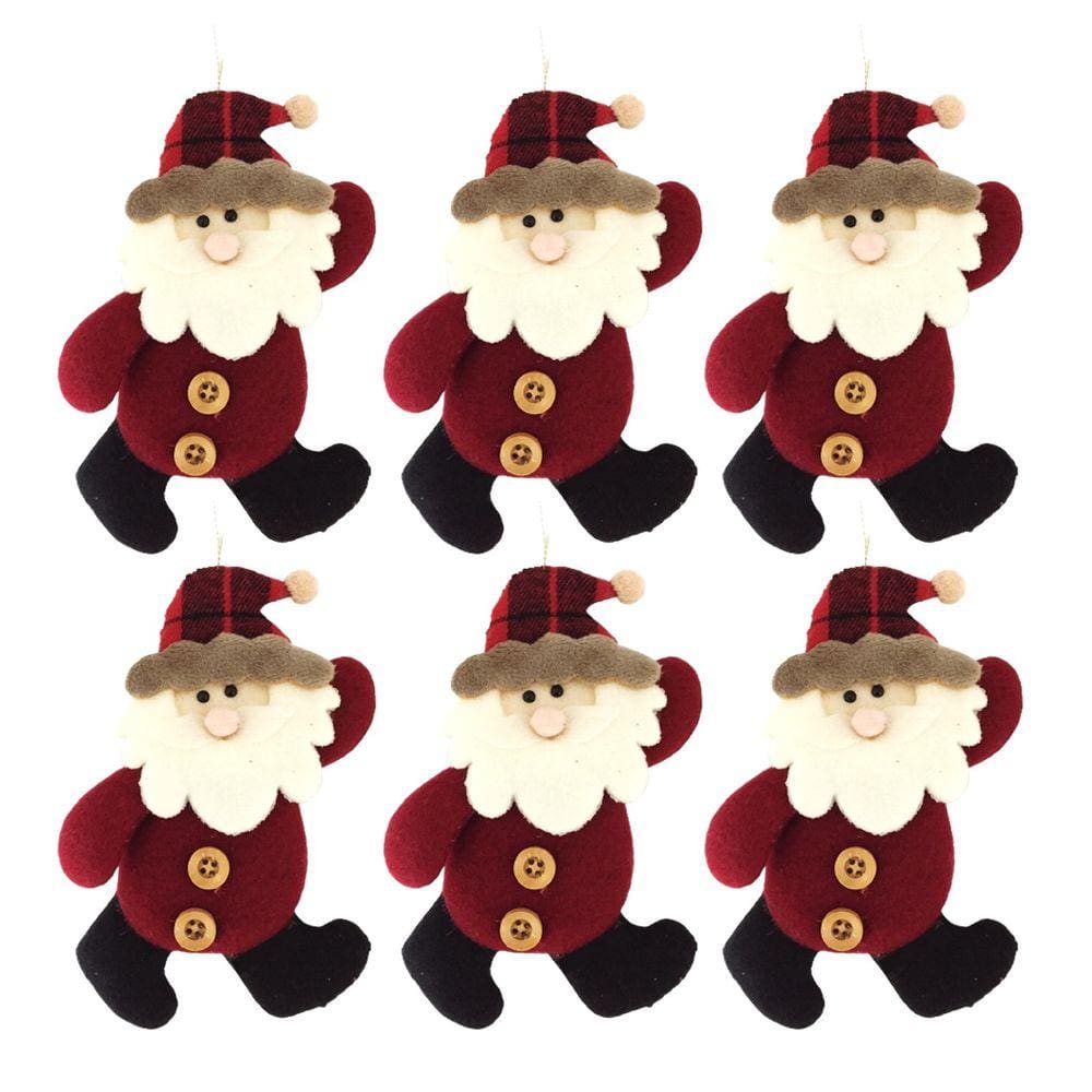 Kit Enfeite Para Árvore 6 Peças Papai Noel Pelúcia Pendente Vinho 16cm - Master Christmas