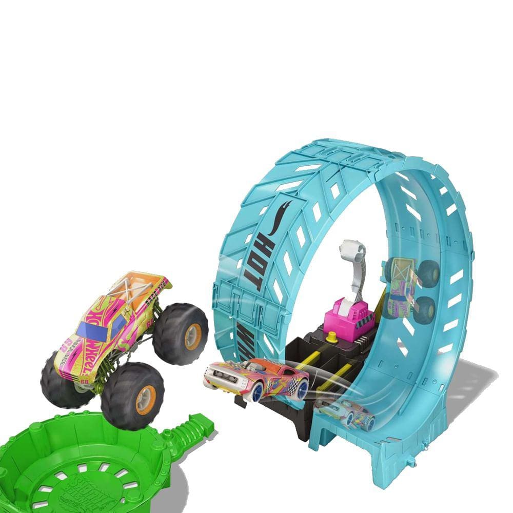 Pista Hot Wheels Monster Trucks Batalha Do Tubarão Mecha - Mattel