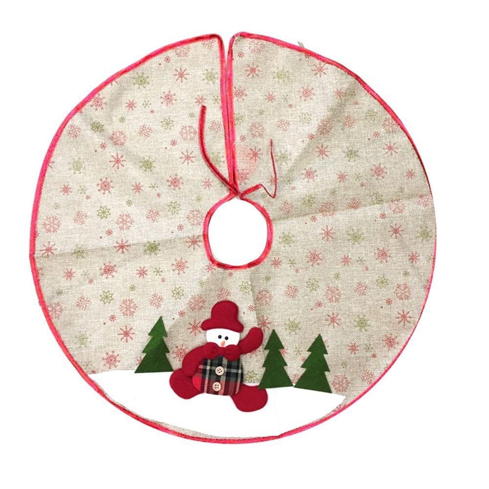 Saia para Árvore de Natal Decorada Rústica Bege e Vermelho Boneco de Neve Xadrez 60cm - Master Christmas