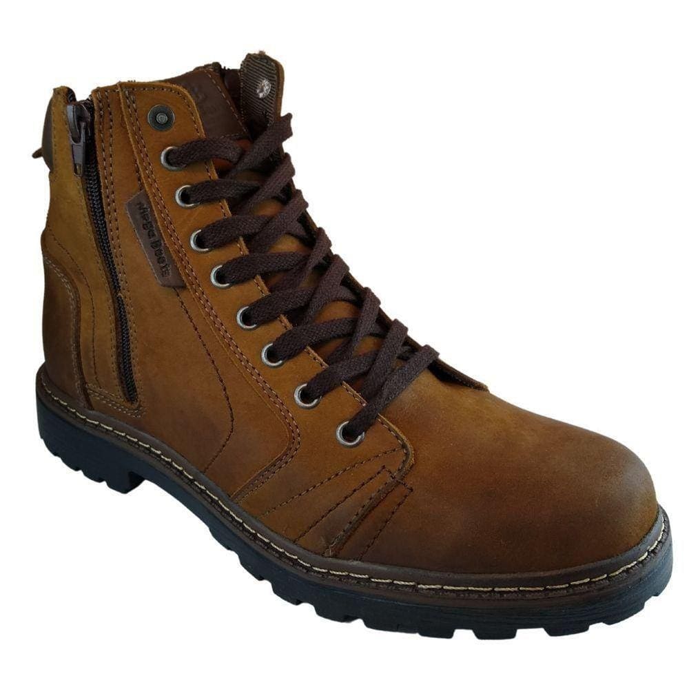 Coturno Masculino Casual Couro Com Zíper Mega Boots 6015