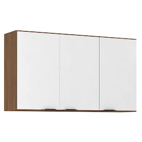Armário Aéreo para Cozinha Firenze 3 Portas Amêndola Branco - Demóbile