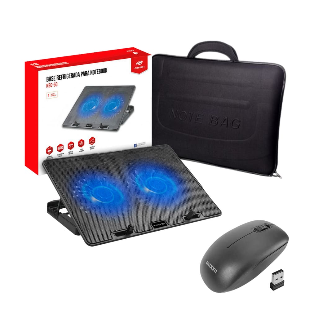 Base Para Notebook E Capa De 15,6" Com Mouse Usb Sem Fio