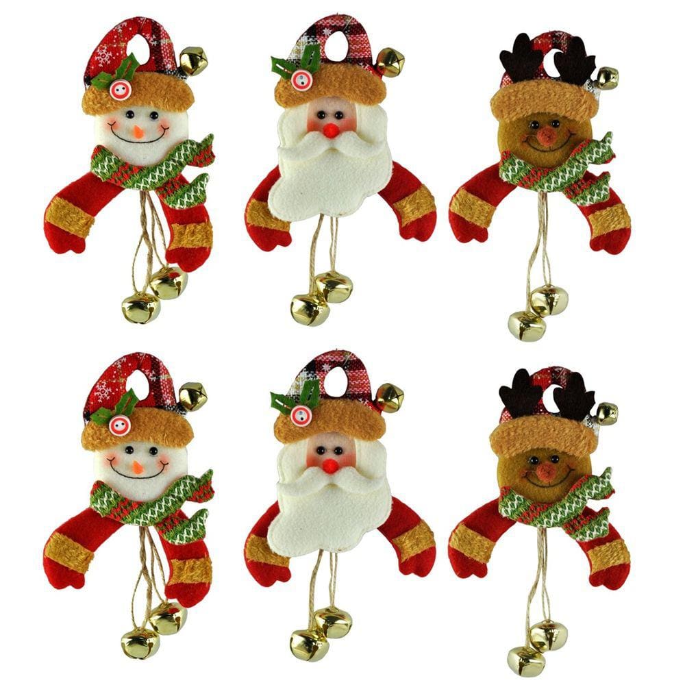 Kit 6 Bonecos Natal Pelúcia Guizo Rena, Papai Noel e Boneco Neve 17cm Enfeite Árvore - Master Christmas