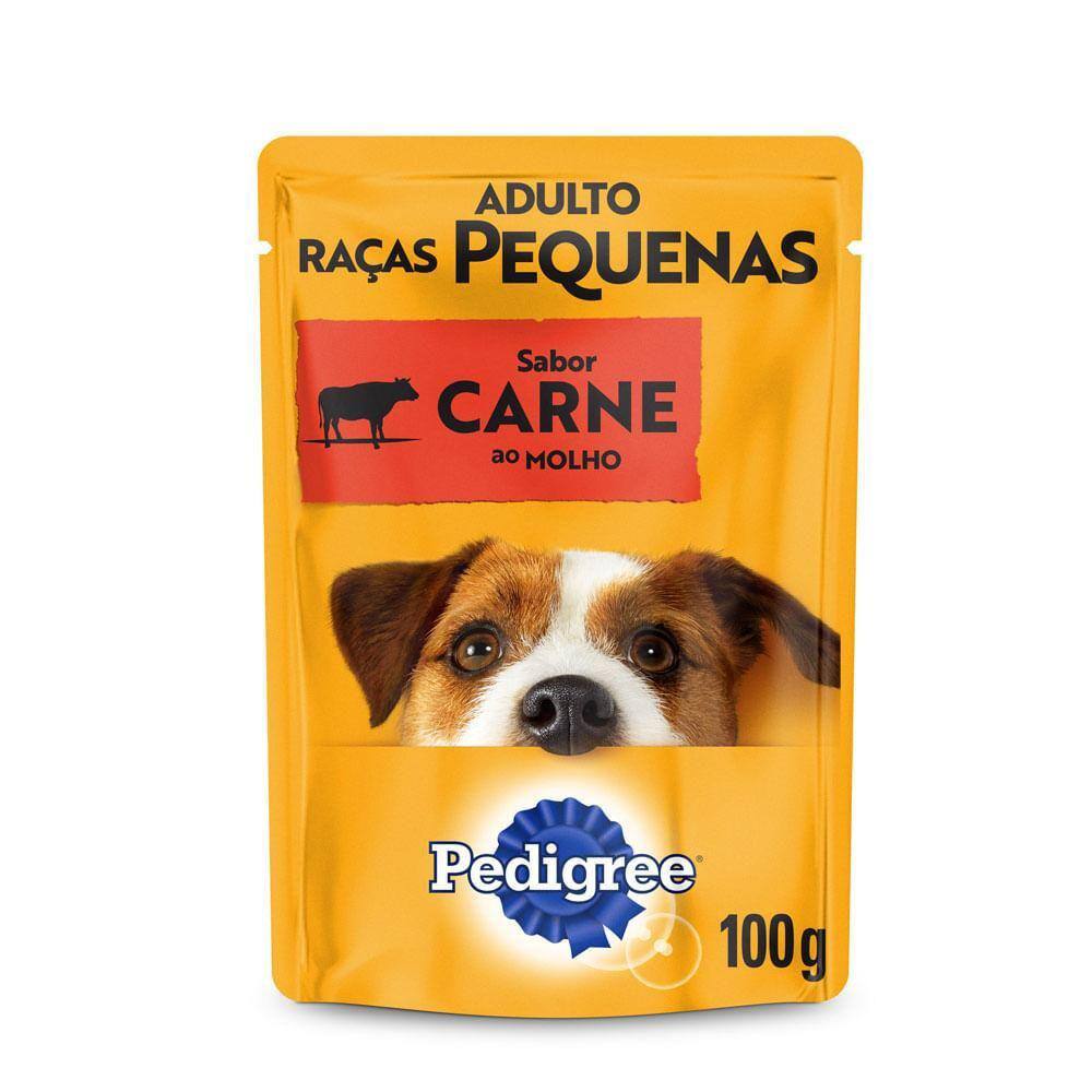 10 Unidades - Ração Úmida Pedigree Sachê Cães Adultos Pequenas Carne 100g