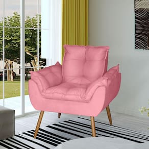 Poltrona Opala Decorativa Suede Rosa Dal Poz Estofados