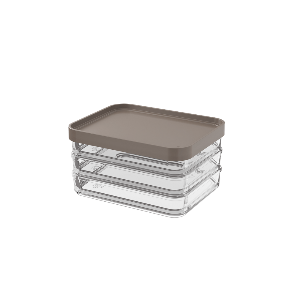 Pote Trio Coza Clear 840ml - 13,1 x 16,7 x 8,5 cm Warm Gray