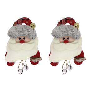 Kit Enfeite Decora Maçaneta Porta Boneco Natal Pelúcia Guizo Papai Noel 27cm - Master Christmas