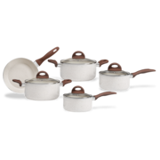 Jogo de Panelas com Fundo de Indução Brinox Ceramic Life Granada 5 Peças Vanilla