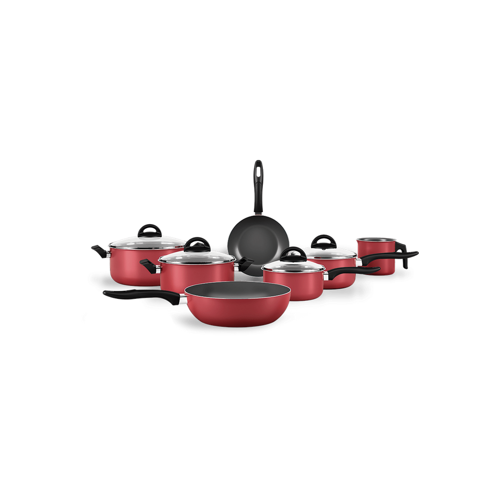 Jogo de Panelas Brinox Chilli 7 Peças Cereja