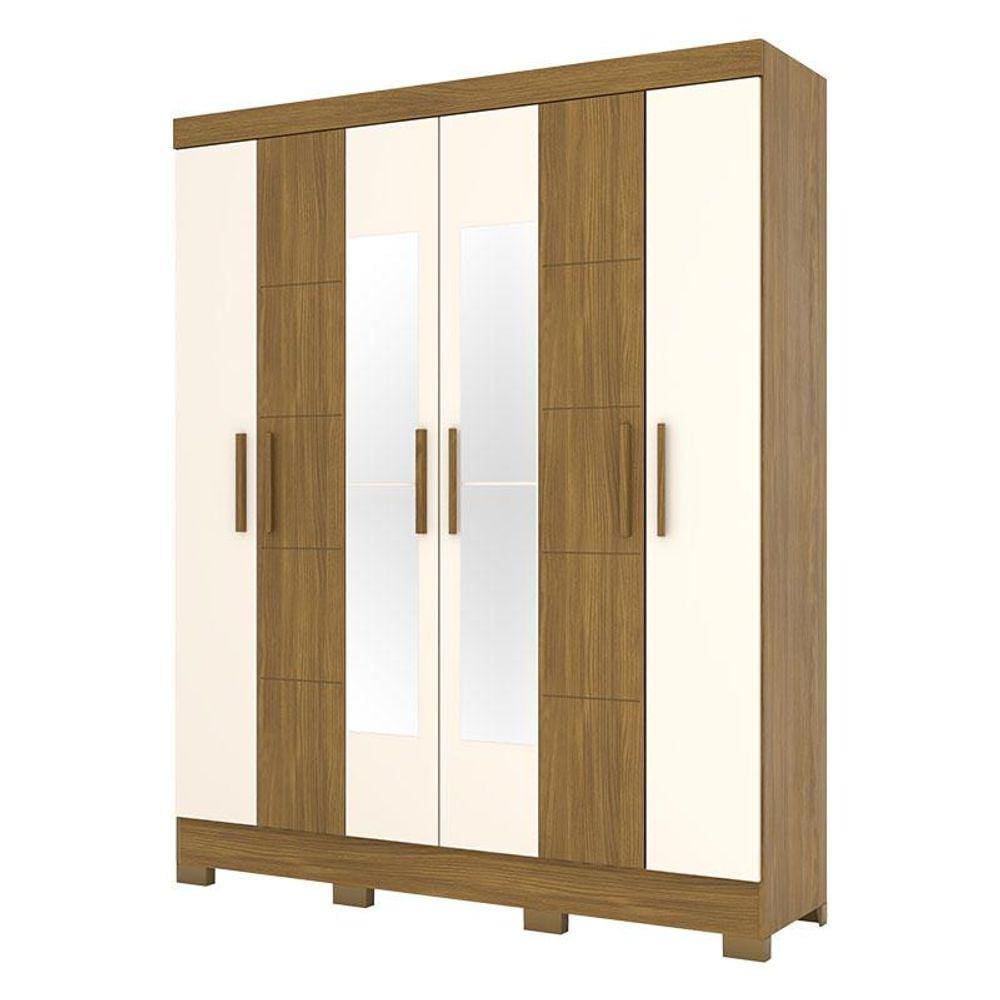 Guarda Roupa Solteiro Malbec Nature Off White com Espelho - Briz Móveis