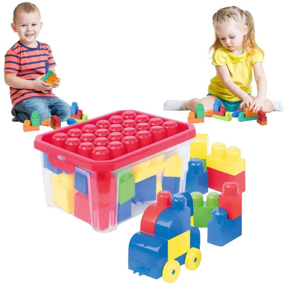 Brinquedo Blocos De Montar Infantil Educativo Encaixe Grande