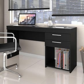Escrivaninha 2 Gavetas Office Notável Móveis Preto Tx