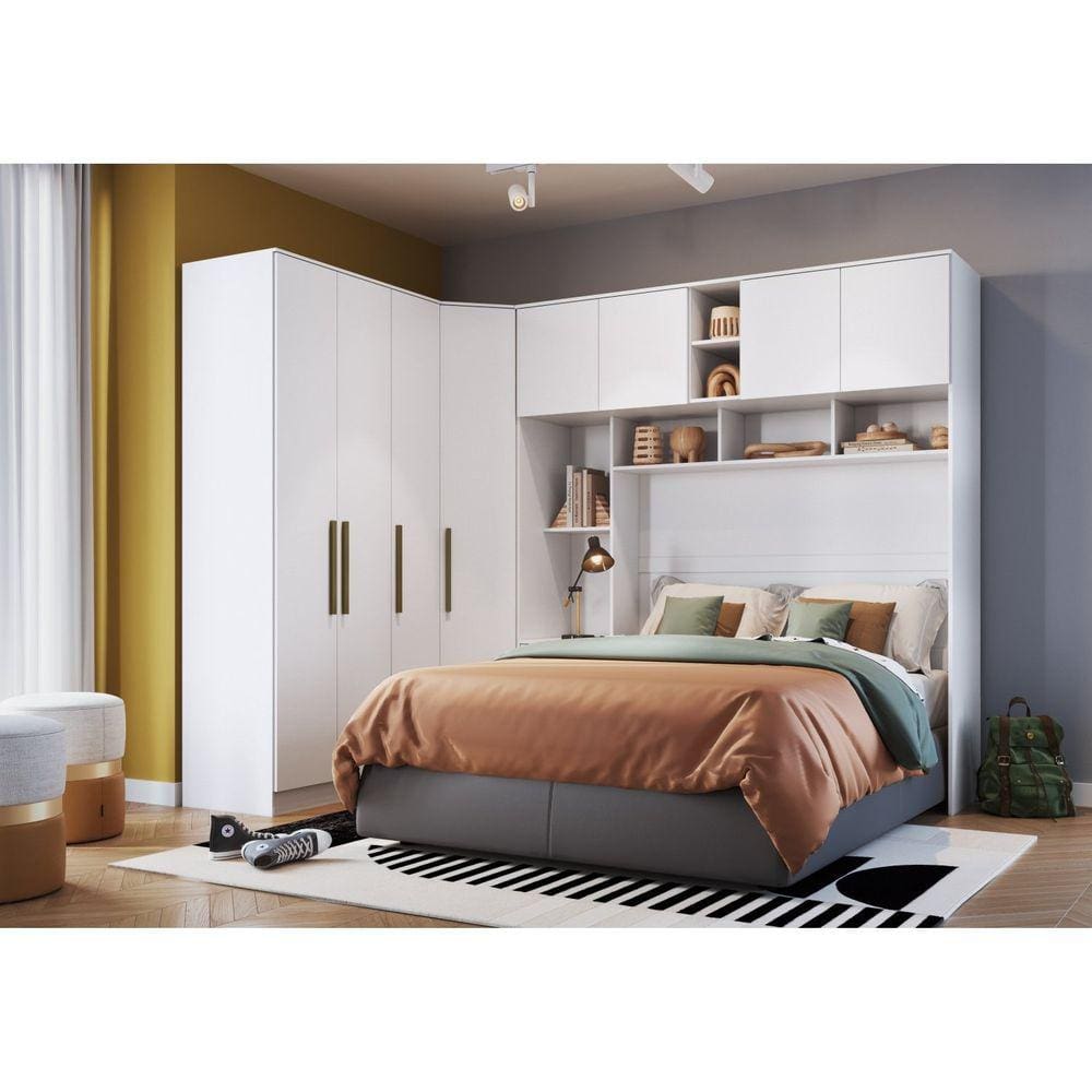 Guarda Roupa Casal Modulado 3 Peças 8 Portas 3 Gavetas Wood Móveis Castro Branco Line